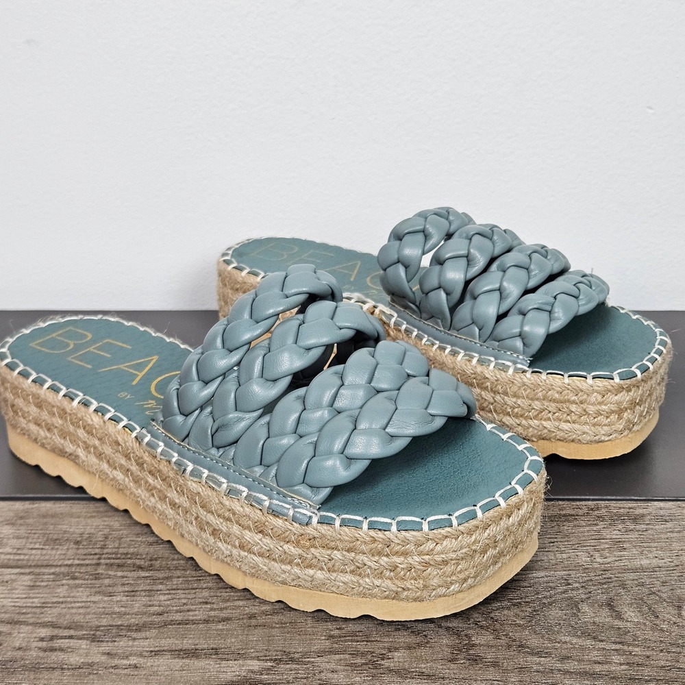 Beach by Matisse Sandals Size 6 Braided Platform Espadrille Pacific Blue-Green